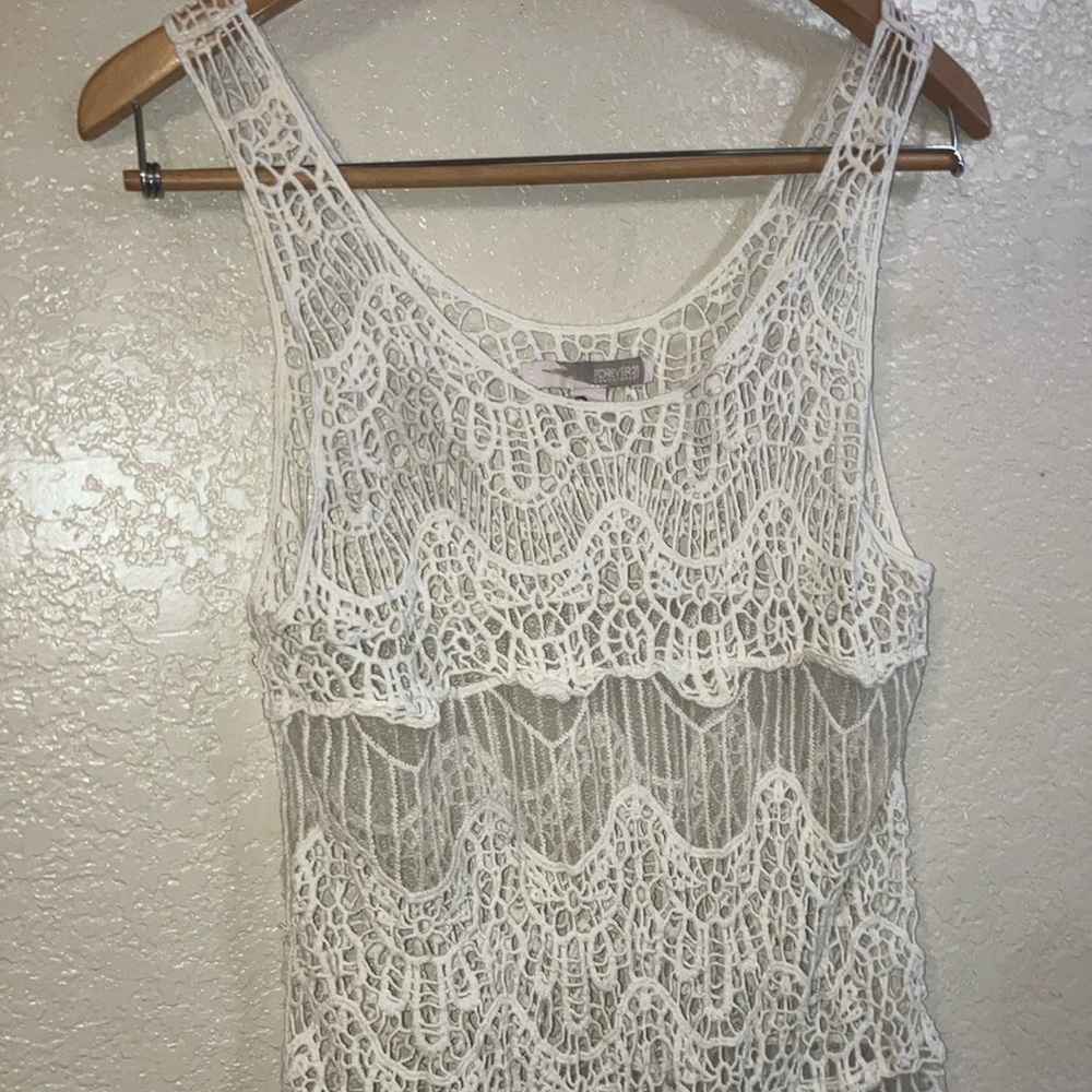 White Lace Sleeveless Top